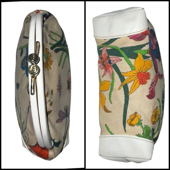 Gucci Floral Vintage Retro Kiss-lock Purse Clutch Rare - Picture 14 of 16